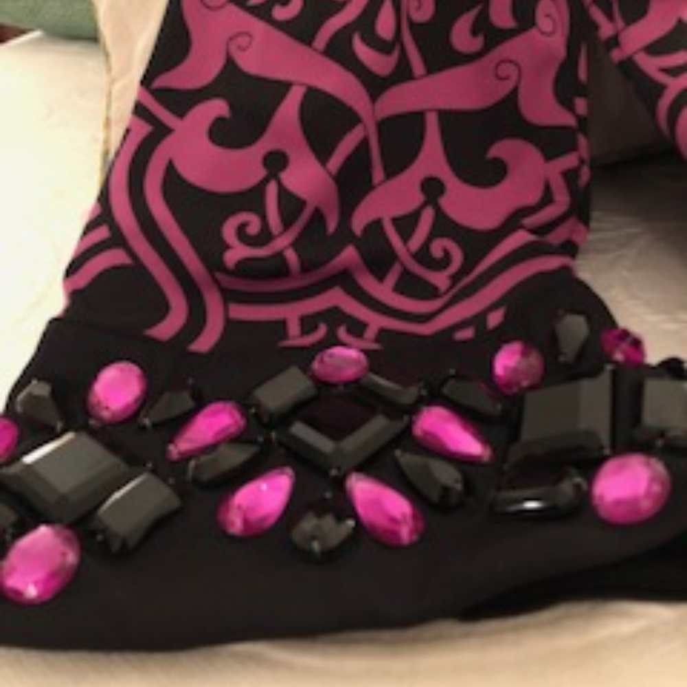 INC magenta and black jeweled tunic